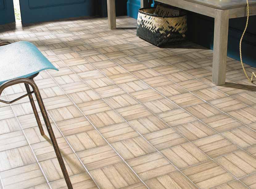 Grey Tactile Field BCT45779 White Tactile Field BCT45786 Ted s branched out to create a range of parquet-effect tiles that can be used on walls or floors, inside or out.