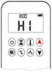 High flame is activated by double-clicking on the button HI is displayed. Program mode PROGRAMS 1 and 2 can both be programmed to start or stop at specific times at a set temperature.