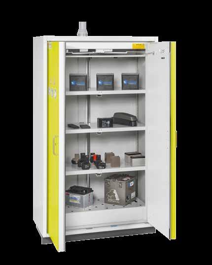 BATTERY XL Type 90 The safety storage cabinet BATTERY XL Type 90 is the perfect solution to safely store lithium-ion batteries with maximum fire protection from the inside and outside, including