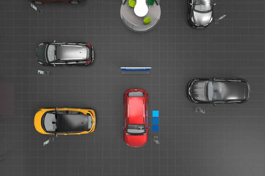 The Corner - New vehicle display Orthogonal alignment rule: Vehicles on display are laid out in an