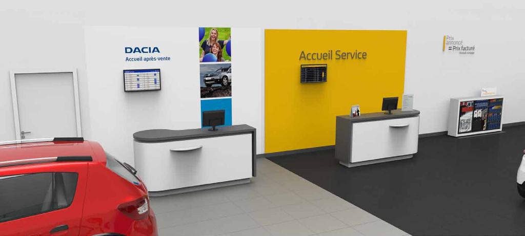 The dedicated showroom - After-sales reception After-sales reception in the Renault showroom when Dacia customer flows represent more than 50%