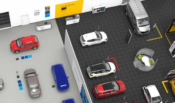 The dedicated showroom - After-sales reception After-sales reception wall in the dedicated showroom When the after-sales reception is shared with the Renault Service Reception, it is indicated by its