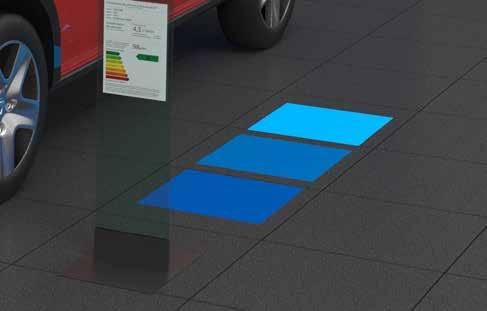 The dedicated showroom - New Vehicle Delivery To make the range visible: This marking allows the display in the showroom to be better organized because vehicles are always correctly positioned.