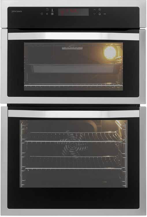 electric double oven JLBIDO914 Stock number 890 40207 699 The fan-assisted, main oven ensures even cooking results on every shelf, quickly sealing food and reducing flavour crossover between dishes,