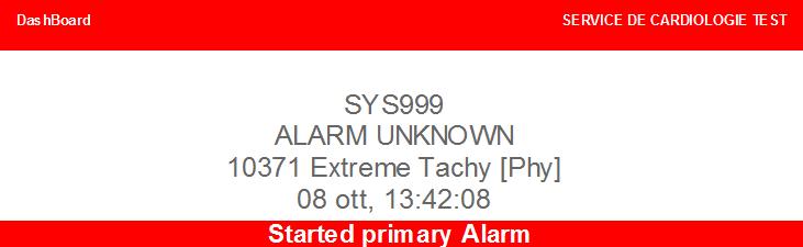 receives an unknown alarm The unknown alarm is