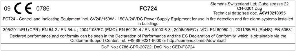 7 Battery (2 V, 7 Ah, VDS) FA2005-A Battery (2 V, 26 Ah, VDS) FA2006-A For emergency power supply 8 Fire brigade periphery module FCI200-D For Germany (FBF, FSD, ÜE, FSE, ÖA, KL) 9 9" mounting kit