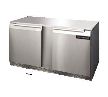 16 ea Designer Line Undercounter Freezer, 60" wide, two section, (2) field rehingable doors, stainless steel front, sides & interior, aluminum top, 3 5/8" casters,
