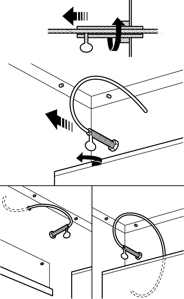 Tighten the screws in the retainers so that they clamp the cables in position. Apply tension to the cables by turning the hexagonal adjusters by hand (See figure 20). 12.