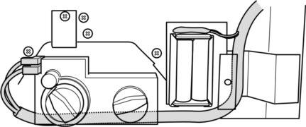 - Detach the battery box from the fire unit by removing two screws (See figure 49). - Detach the burner front cover by unscrewing the 10 screws at the front of the burner module shown in figure 50.