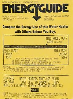 REAL WORLD APPLICATIONS Buying Appliances Most major appliances, including those that involve the transfer of energy as heat, are required by law to have an Energyguide label attached to them.