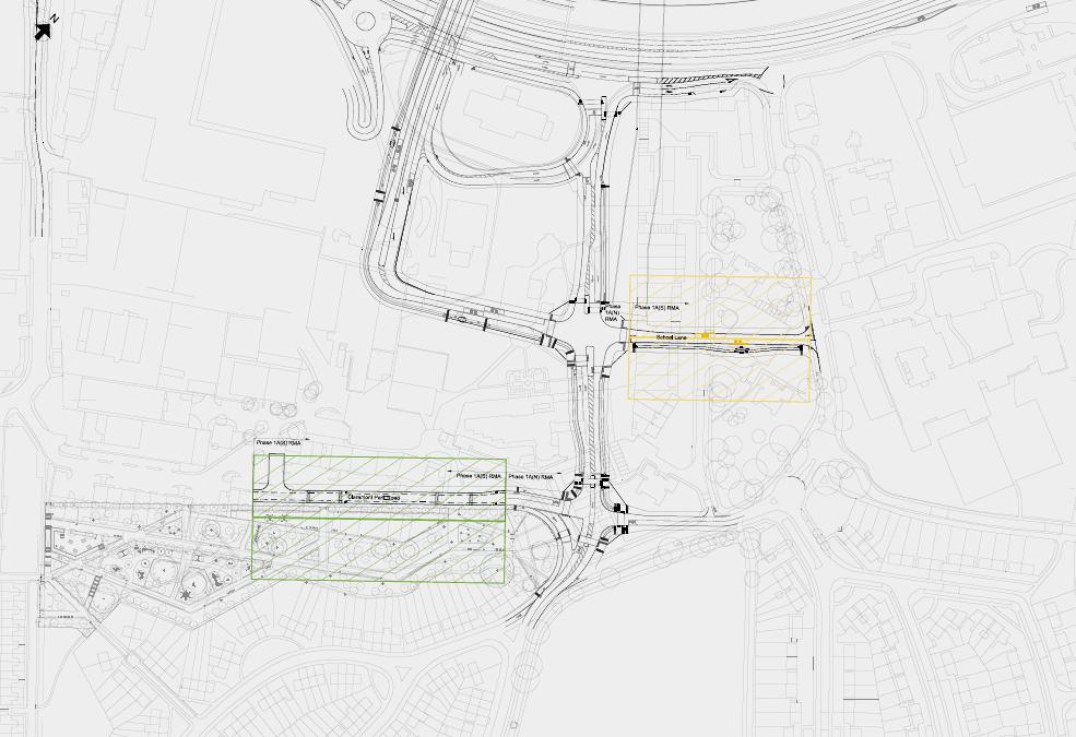 Drawing 2 - Phase 1A (South) roads in context with infrastructure and open