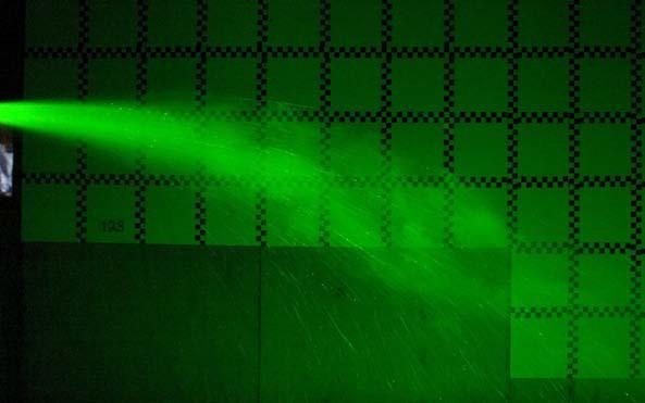 Photograph of a spray pattern with small droplets using multiple co-planar lasers Figure 5.