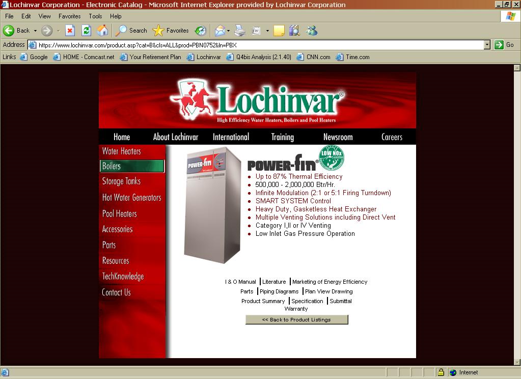 Designer s Guide Power-fin Boiler Go to for more information on all Lochinvar products. This is a screen shot of the Power-fin webpage.
