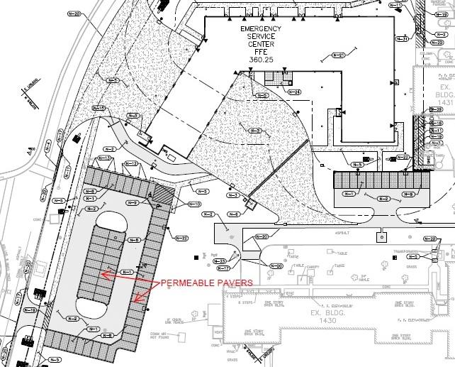 [CASE STUDIES] Figure 5 Site Plan (Source: USACE, Baltimore District) Results The contract drawings provided a maintenance instructions including annual sweeping using a commercial sweeping/vacuum