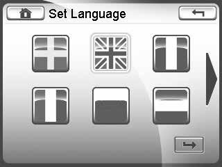 Note, further language flags are available after pressing the right arrow