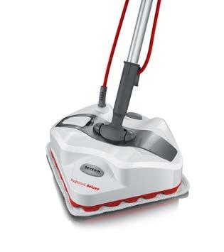 at the stick bi-manual operation possible, supports intense cleaning of tenacious stains excellent maneuverability due to 360 swivel joint, movable into all directions square steam-head ideal for