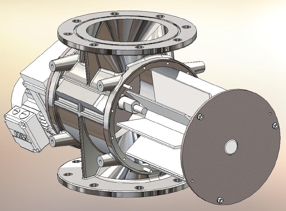 Type SRVC-Clean Rotary feeder for discharging and dosing, easy dismantling, rotor put on motor shaft.