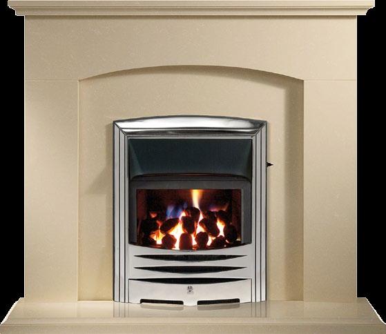 Polar White Fire: Glass fronted gas convector (slide control) with ceramic