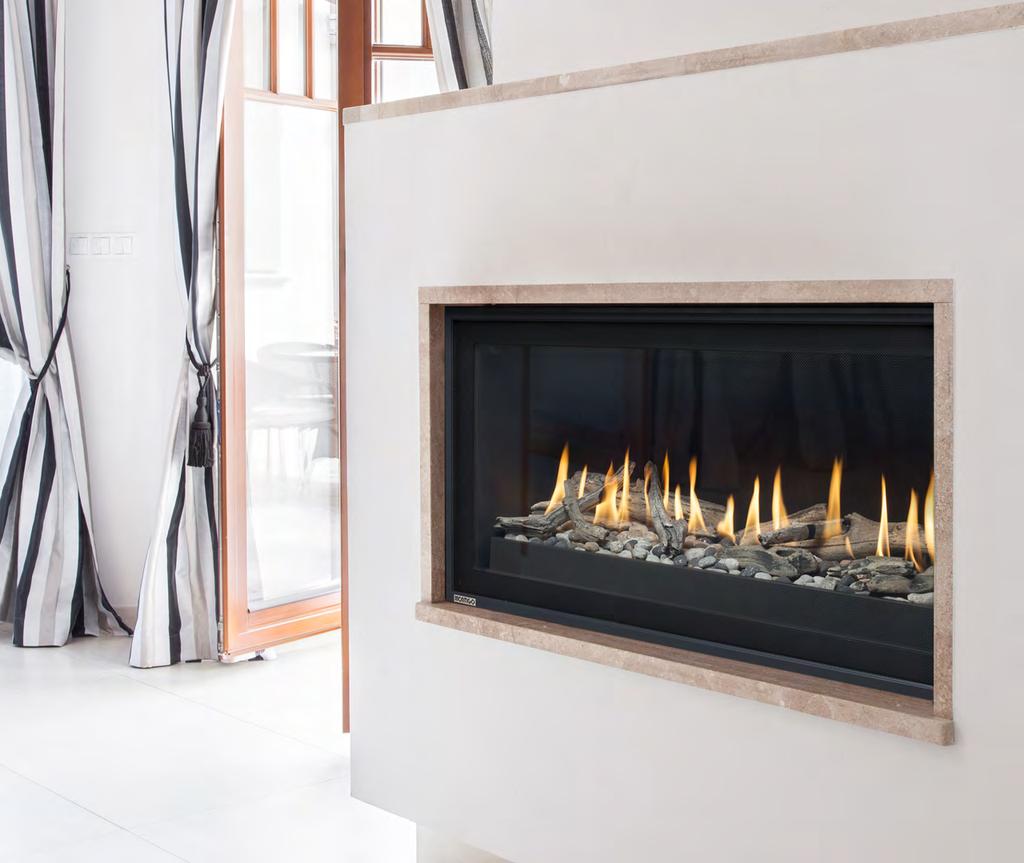Linear P and PL PL42DF NG Flame with Speckled Stones and Driftwood Log Set Consult the owner s manual for complete installation instructions, product dimensions and proper clearances to combustible