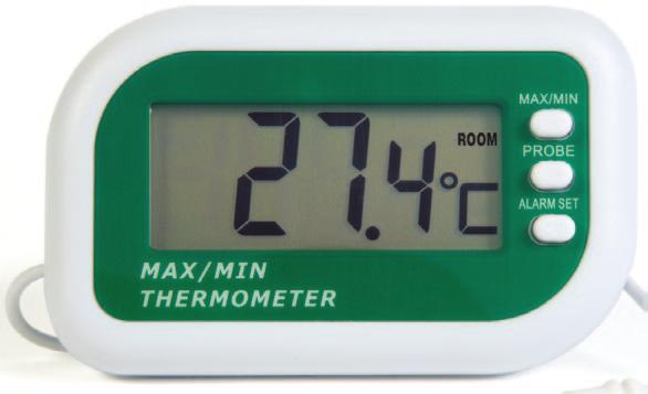 1 ±1 C 3 volt CR2032 lithium coin cell 3000 hours custom LCD 16 x 50 x 82 mm 50 grams Max/Min Thermometer with internal temperature sensor l classic design with a modern digital LCD bar