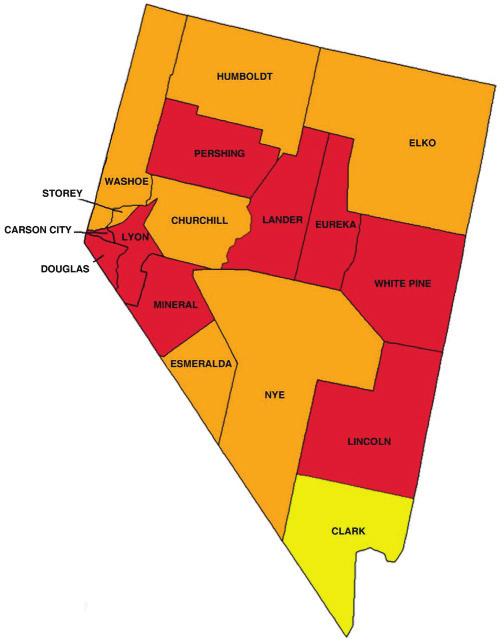 Does Nevada Have a Radon Problem? Nevada has nine counties that have been identifi ed as Zone 1 counties, those having the greatest chance for having elevated radon levels.