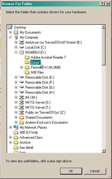 Select the "Driver" folder of your NetGuardian Resource Disc (CD) and