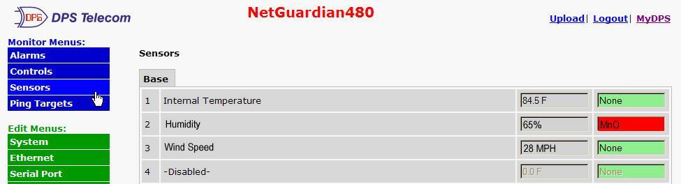57 2.3 Operating Controls Use the following rules to operate the NetGuardian 's control:. Select Controls from the Monitor menu. 2. Under the State field, you can see the current condition of the control.