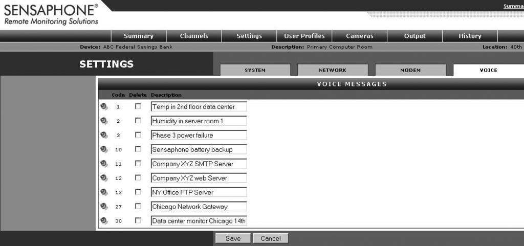 IMS-1000 Manual IP Alarms Message 11: Company XYZ SMTP server Message 12: Company XYZ web server Message 13: NY office FTP server.