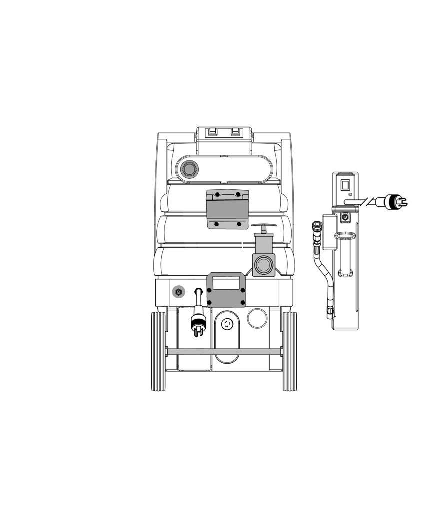 . Handle- Used to maneuver and position the R00H. Contains switch box (for switchbox, see #2). 2. Recovery tank and lid- Tank collects recovered waste water.