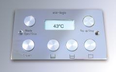 Water temperature control is ensured by digital controls driving thermostatic mixer valves to select a number of preset temperatures for bath and shower.