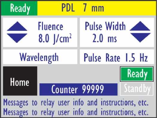 Treatment Screens If the PDL is chosen, the screen shown in Figure 5B will appear that allows the user to set the parameters of the PDL.
