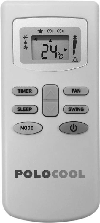 DESCRIPTION OF THE REMOTE CONTROL 1. Mode indicator - COOL / DEHUMIDIFY (DRY) / FAN 2. Sleep indicator 3. Timer on 4. Timer off 5. Auto speed indicator 6. Fan speed indicator 7.