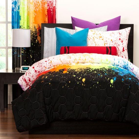 Included in the Crayola Comforter Sets: One quilted comforter Two standard shams (twin set has one sham) Only available in twin and full/queen Included in the Crayola Duvet Collections: One duvet