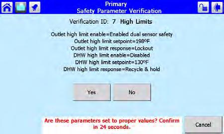 Press Yes if all of the parameters in the group have been entered correctly. 12. The system will tell you to reset the control system. Fig. 77 Safety Parameter Reset Fig. 75 Edit Safety Data 11.