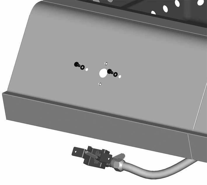 upper and lower holes on control panel to attach bezel #8-32x3/8 screw 4mm lock washer Sideburner control panel Side burner bezel Valve stem