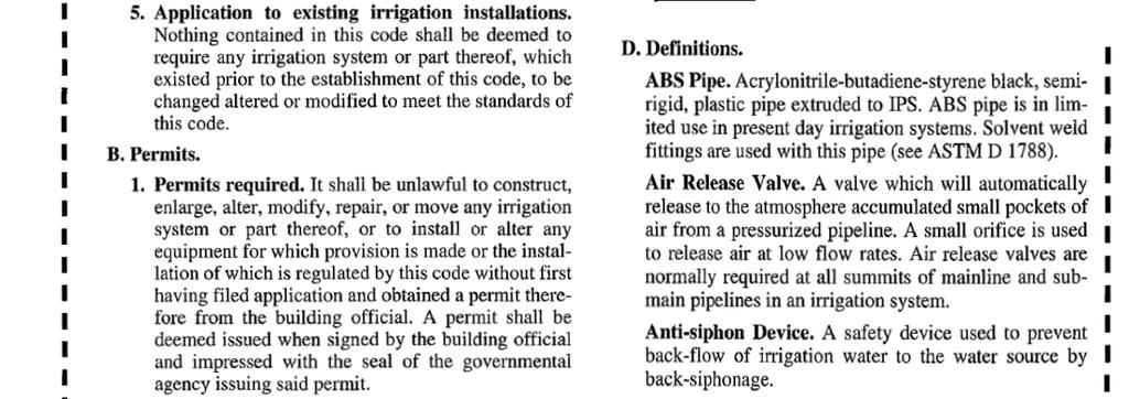 part VI, Section B, subsection 1 Sprinkler
