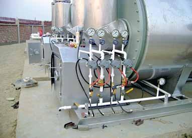 Heater component INDIRECT HEATER: 1. Process Gas / Fluid Inlet. 2. Process Gas / Fluid Outlet. 3. Process Gas / Fluid Heating Coil. 4. Heater Body / Shell. 5. Expansion Tank. 6. Burner Housing. 7.
