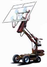 Geko PV+ glazing robot with horizontal pick-up & rotation through 180 for overhead installation.