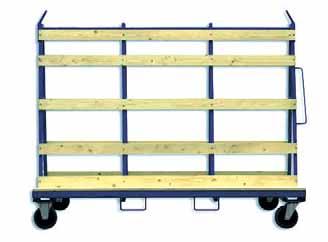 Accessories A-frame trolleys feature Capacity up to 1500kg 4 wheeled A-frame stillage Swivel casters including locking brakes Easy movement via