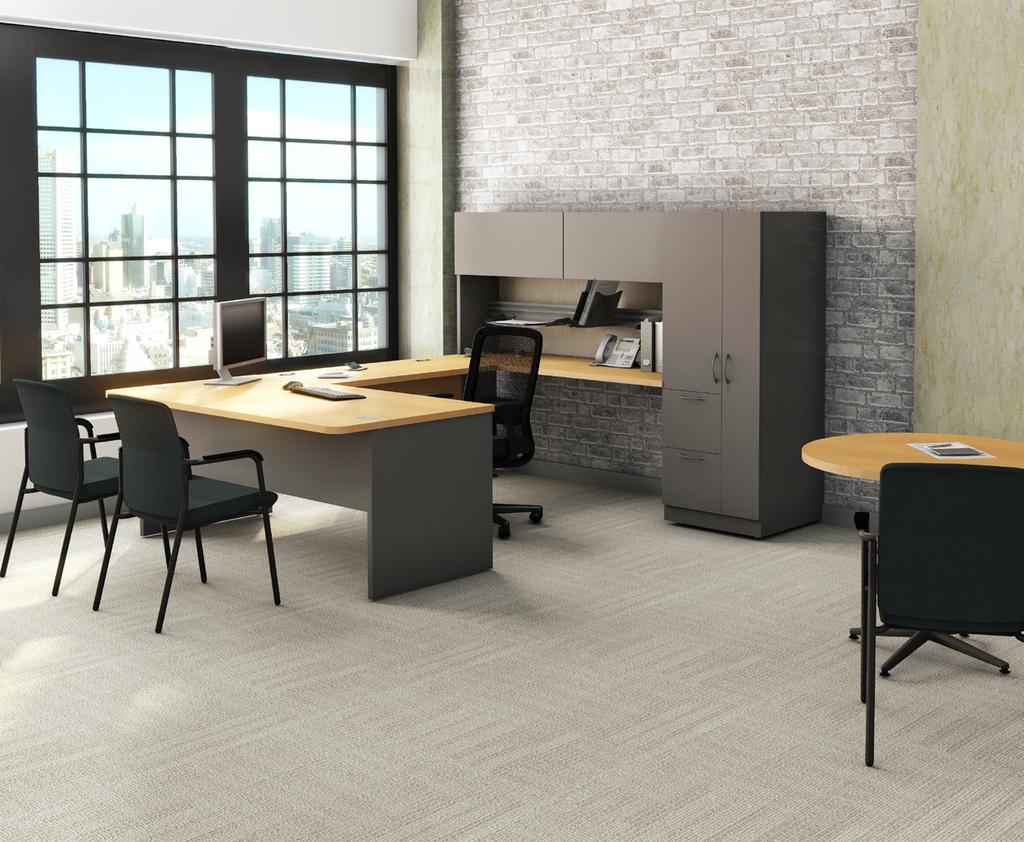 Practicality, meet Prestige. SURPASS desking supports focused collaboration in a private office setting.
