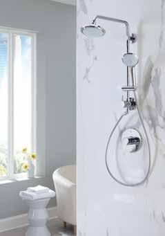 GROHE RETRO-FIT GROHE Retro-Fit Shower System transforms an existing shower head into a luxurious shower system with a shower head and hand shower quickly and easily without breaking the wall to