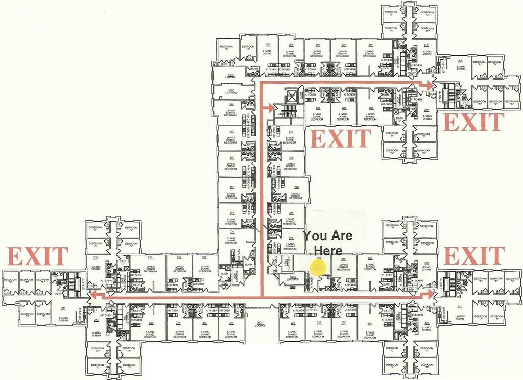 FIRE SAFETY IN THE EVENT OF A FIRE ALARM OR FIRE DRILL, GO TO THE NEAREST EXIT AS SHOWN ON THE