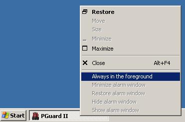 Software PGuard II Click the Minimise icon to minimise the window. The PGuard II programme symbol appears on the bottom right in the taskbar.