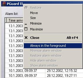 Using the context menu of the system menu box (or the context menu of the taskbar button), you can configure how PGuard II should display when multiple programs are running. Fig.