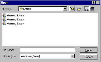 Software PGuard II To select a sound file, click on Button... and choose a *.wav file in the Open dialog window. Click on the Open button to insert the selected file as a sound. Fig.