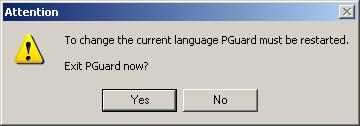 Software PGuard II 3.3 Language The programme language can be adjusted in the Language tab.