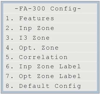 Configuration 1. SFC-200 CONFIG (Command-Menu) The following is a detailed description of the SFC-200 configuration menu. -SFC-200 Command Menu/SFC-200 Config-->Features - Feature Config - 1 Man. Sig.