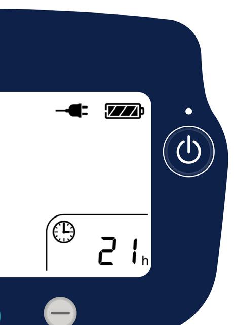 If the pump is already connected to mains power, press and hold the Power button for approximately 2 seconds, and the pump will go directly to Standby.