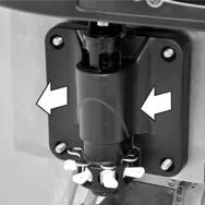 Be sure the power switch is in the OFF position. 2 Remove syrup plugs. Remove the hole plugs from the syrup ports. 3 Remove restrictor cap.