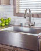 Backsplash with Designer Inlay Above Range Stainless Steel Farmhouse Sink